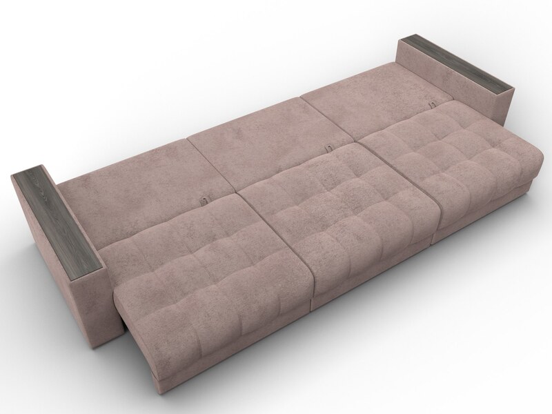 Диван прямой с декором Лига-049 НПБ Лонг, Велюр, TOWER 05 бежевый