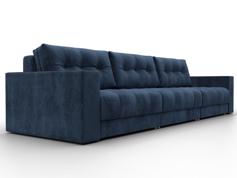 Диван прямой с декором Лига-049 НПБ Лонг, Велюр, TOWER 13 синий