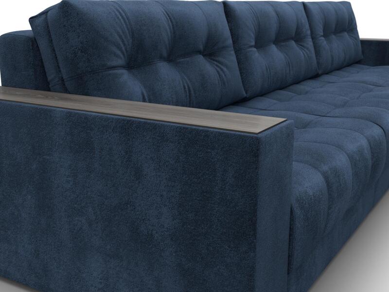 Диван прямой с декором Лига-049 НПБ Лонг, Велюр, TOWER 13 синий