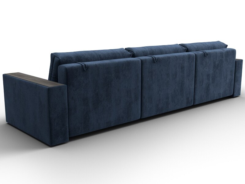 Диван прямой с декором Лига-049 НПБ Лонг, Велюр, TOWER 13 синий