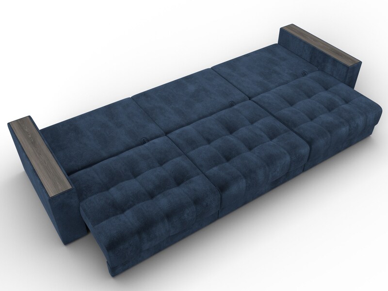 Диван прямой с декором Лига-049 НПБ Лонг, Велюр, TOWER 13 синий