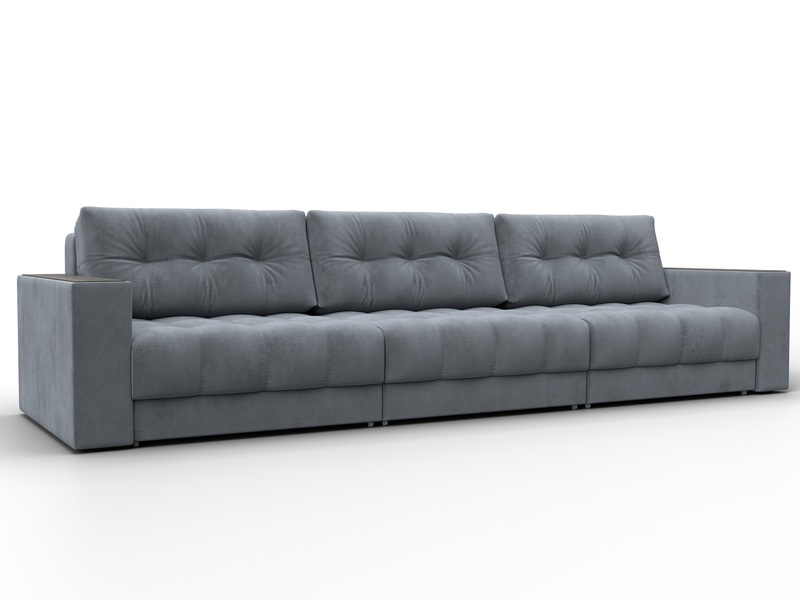 Диван прямой с декором Лига-049 НПБ Лонг, Велюр, TOWER 10 серый