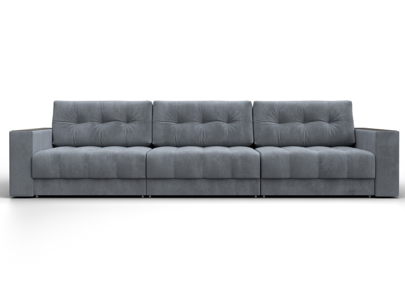 Диван прямой с декором Лига-049 НПБ Лонг, Велюр, TOWER 10 серый