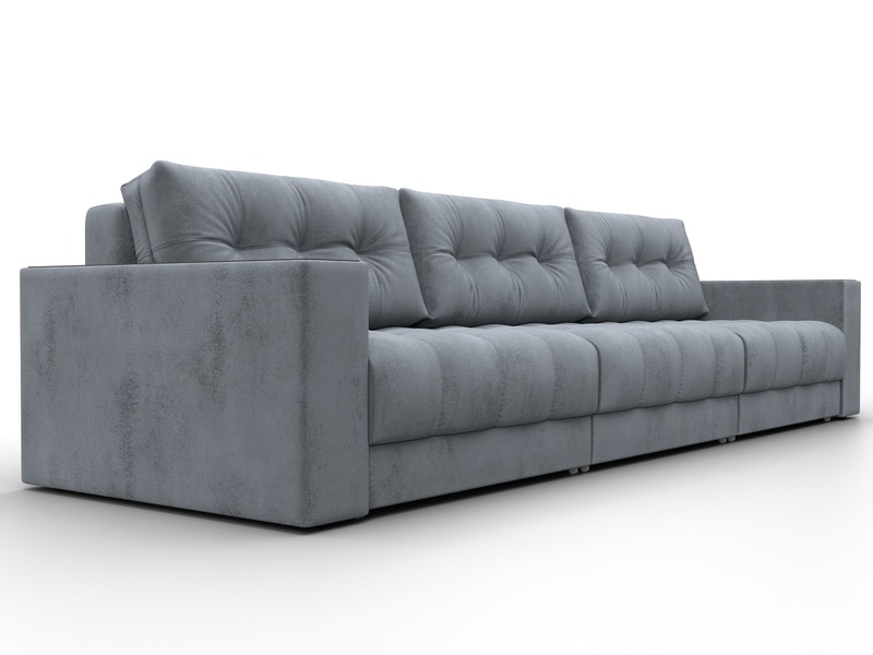 Диван прямой с декором Лига-049 НПБ Лонг, Велюр, TOWER 10 серый