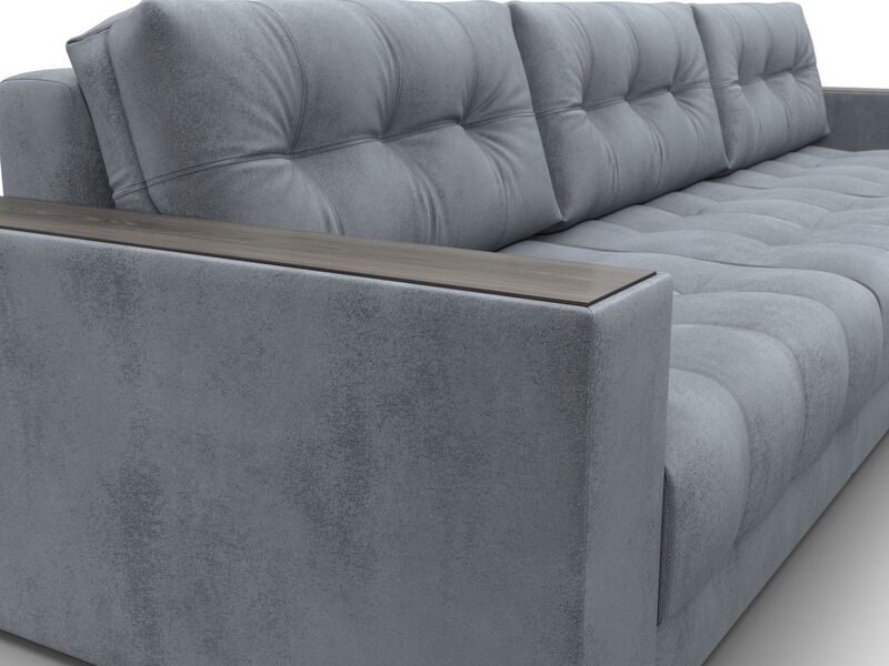 Диван прямой с декором Лига-049 НПБ Лонг, Велюр, TOWER 10 серый