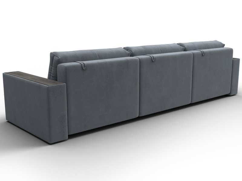 Диван прямой с декором Лига-049 НПБ Лонг, Велюр, TOWER 10 серый