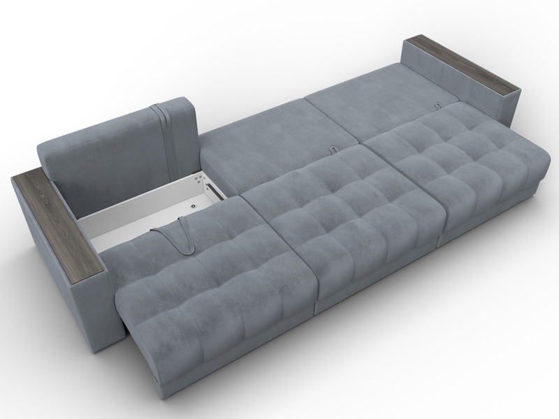 Диван прямой с декором Лига-049 НПБ Лонг, Велюр, TOWER 10 серый