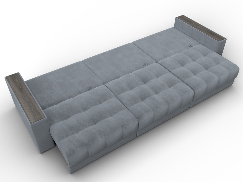 Диван прямой с декором Лига-049 НПБ Лонг, Велюр, TOWER 10 серый