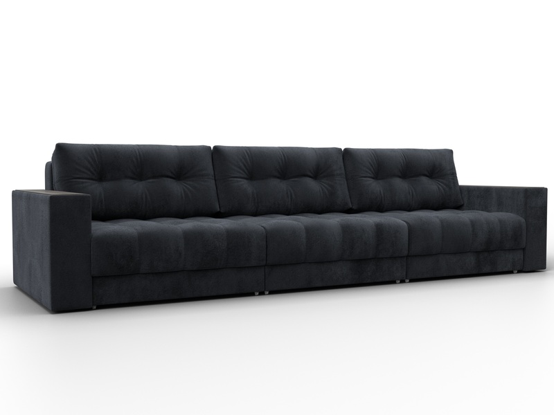 Диван прямой с декором Лига-049 НПБ Лонг, Велюр, TOWER 11 темно-серый