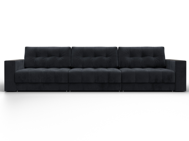 Диван прямой с декором Лига-049 НПБ Лонг, Велюр, TOWER 11 темно-серый