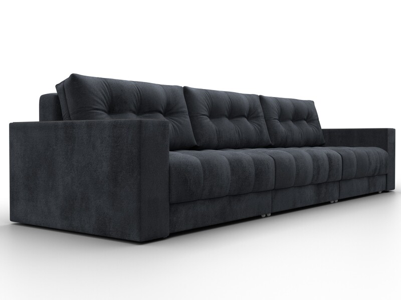 Диван прямой с декором Лига-049 НПБ Лонг, Велюр, TOWER 11 темно-серый