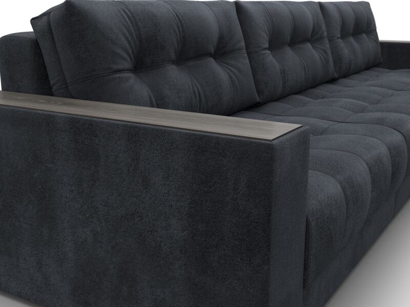 Диван прямой с декором Лига-049 НПБ Лонг, Велюр, TOWER 11 темно-серый