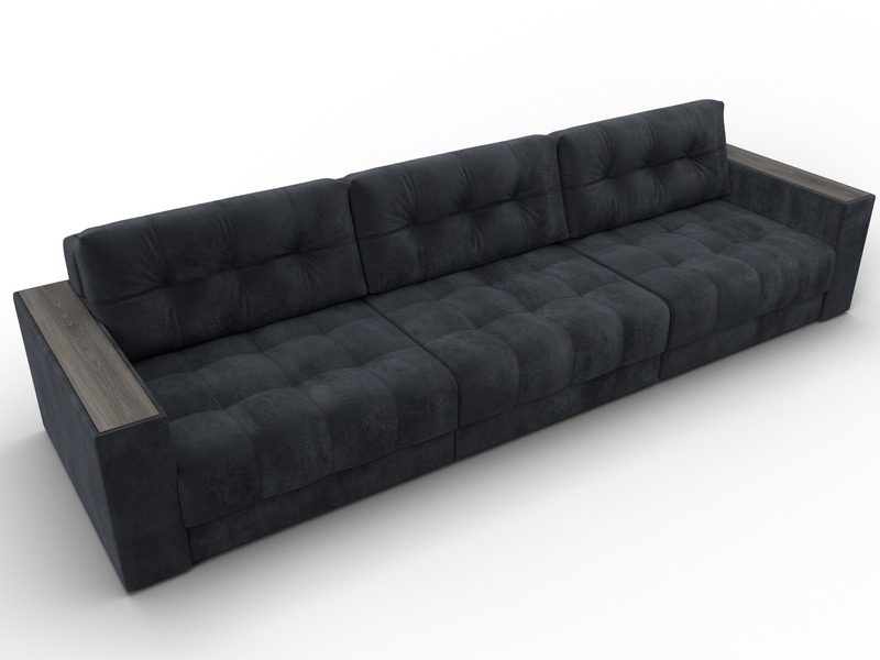 Диван прямой с декором Лига-049 НПБ Лонг, Велюр, TOWER 11 темно-серый