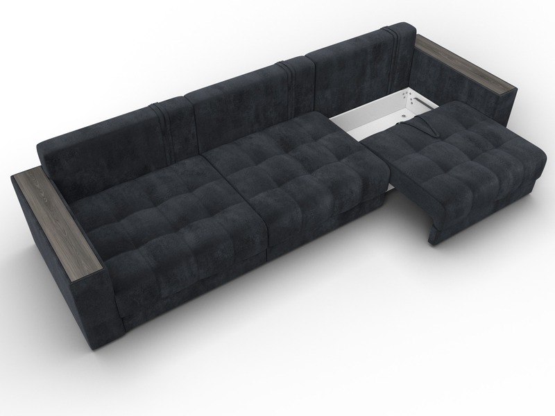 Диван прямой с декором Лига-049 НПБ Лонг, Велюр, TOWER 11 темно-серый