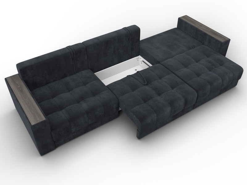 Диван прямой с декором Лига-049 НПБ Лонг, Велюр, TOWER 11 темно-серый