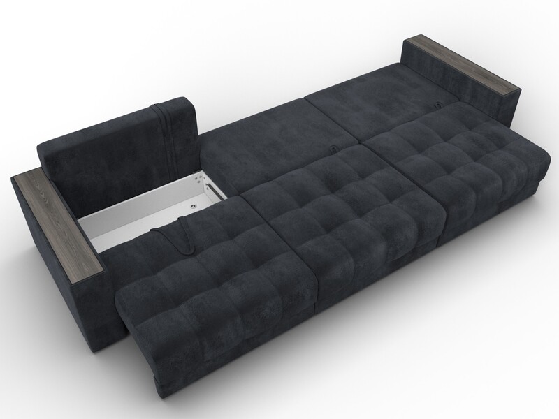 Диван прямой с декором Лига-049 НПБ Лонг, Велюр, TOWER 11 темно-серый