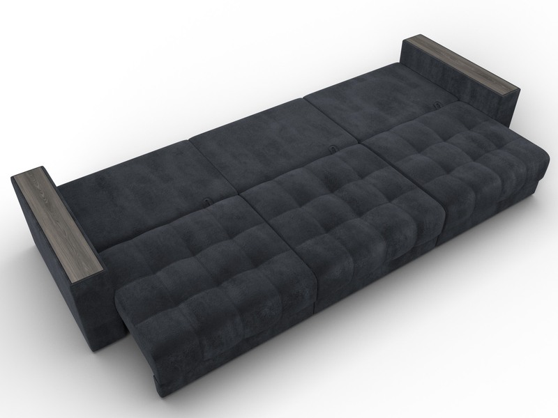 Диван прямой с декором Лига-049 НПБ Лонг, Велюр, TOWER 11 темно-серый