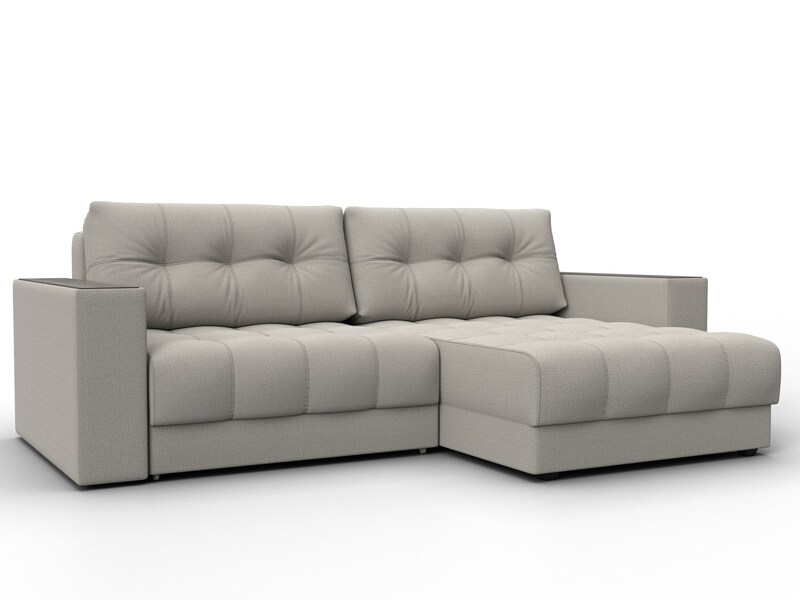 Диван угловой с декором Лига-049 НПБ, Рогожка, Амур 02 бежевый