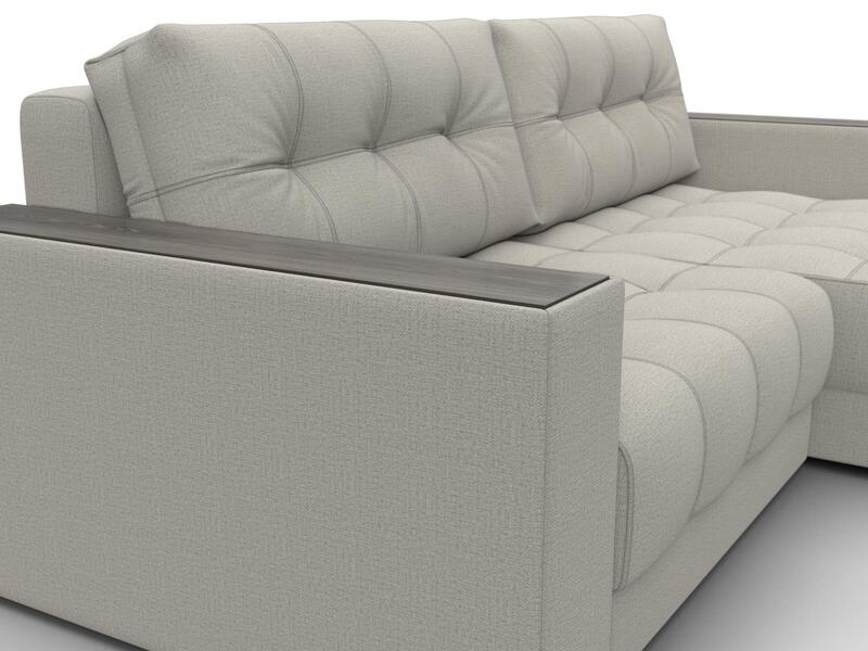 Диван угловой с декором Лига-049 НПБ, Рогожка, Амур 02 бежевый