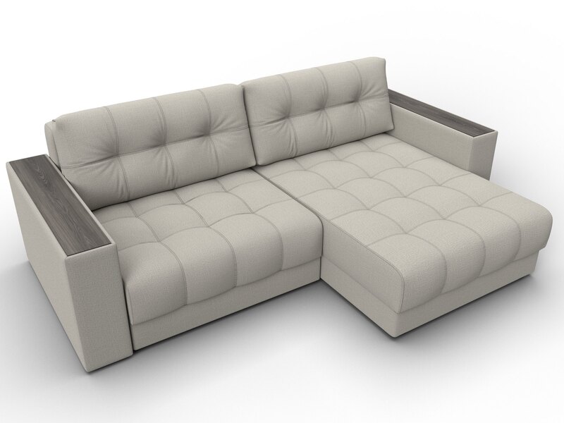 Диван угловой с декором Лига-049 НПБ, Рогожка, Амур 02 бежевый