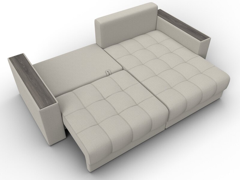 Диван угловой с декором Лига-049 НПБ, Рогожка, Амур 02 бежевый