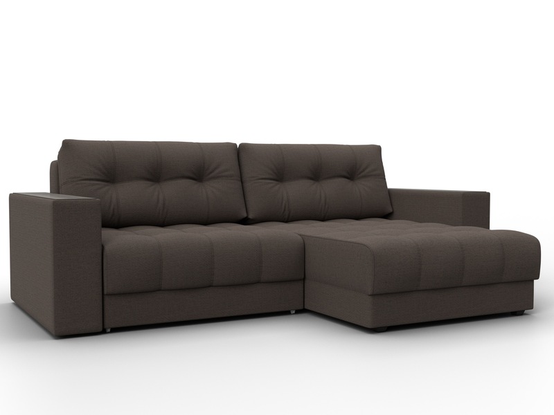 Диван угловой с декором Лига-049 НПБ, Рогожка, Амур 05 коричневый