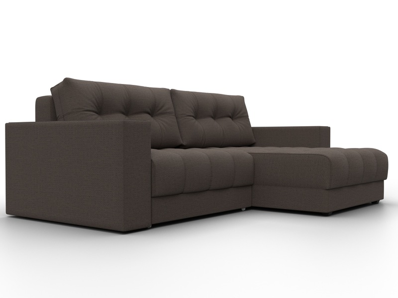 Диван угловой с декором Лига-049 НПБ, Рогожка, Амур 05 коричневый