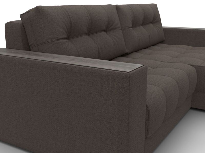 Диван угловой с декором Лига-049 НПБ, Рогожка, Амур 05 коричневый