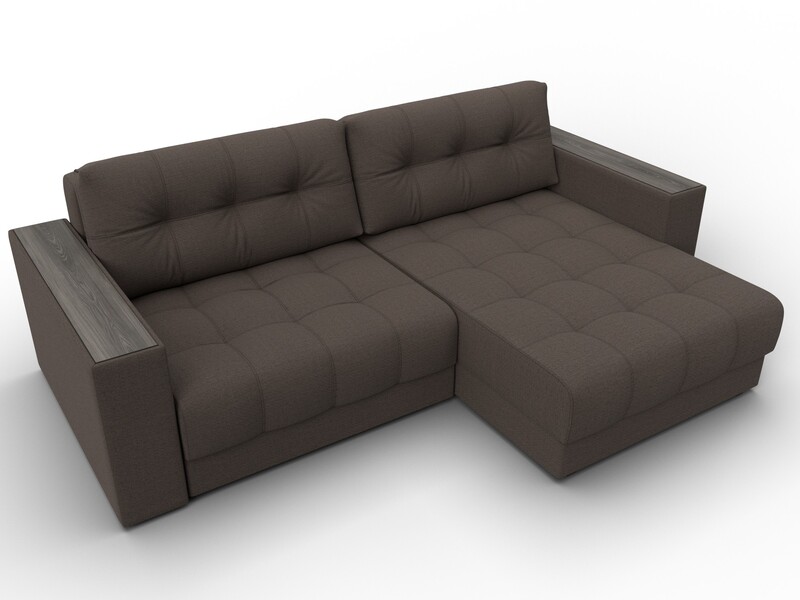 Диван угловой с декором Лига-049 НПБ, Рогожка, Амур 05 коричневый
