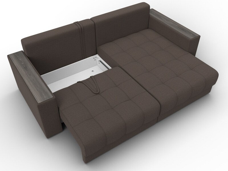 Диван угловой с декором Лига-049 НПБ, Рогожка, Амур 05 коричневый