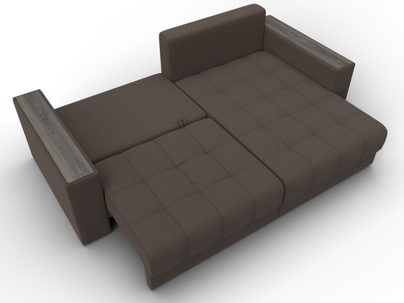 Диван угловой с декором Лига-049 НПБ, Рогожка, Амур 05 коричневый