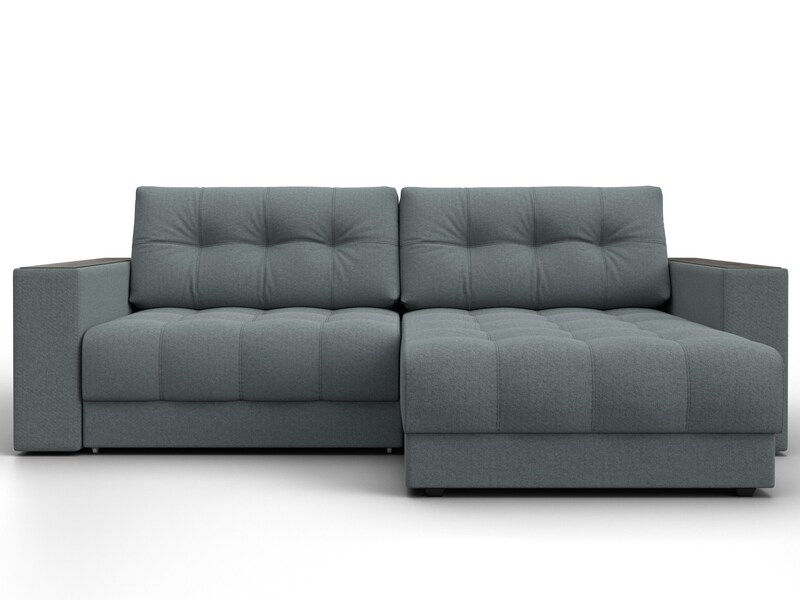 Диван угловой с декором Лига-049 НПБ, Рогожка, Амур 07 серый