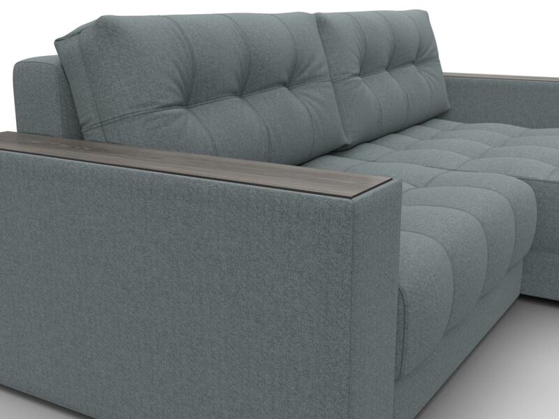 Диван угловой с декором Лига-049 НПБ, Рогожка, Амур 07 серый