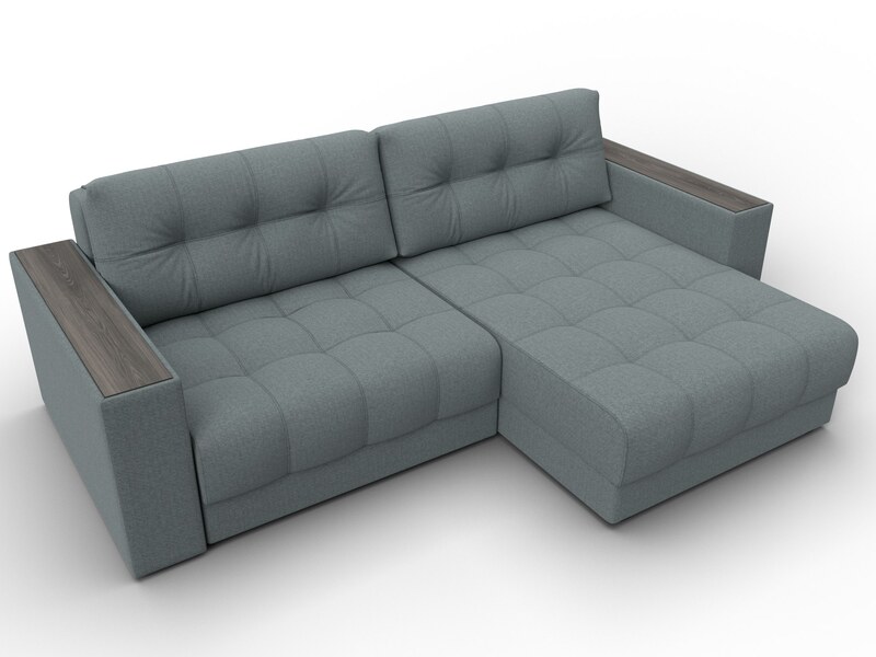 Диван угловой с декором Лига-049 НПБ, Рогожка, Амур 07 серый