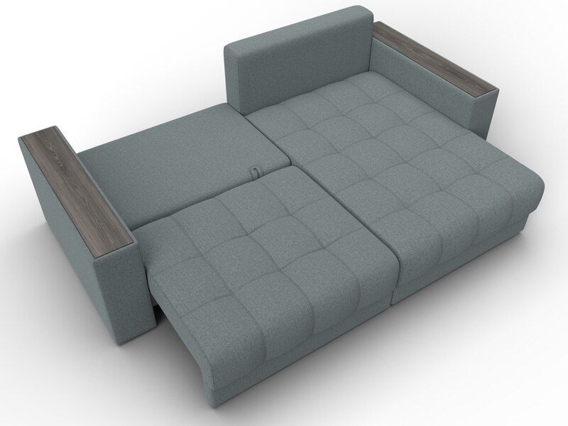 Диван угловой с декором Лига-049 НПБ, Рогожка, Амур 07 серый