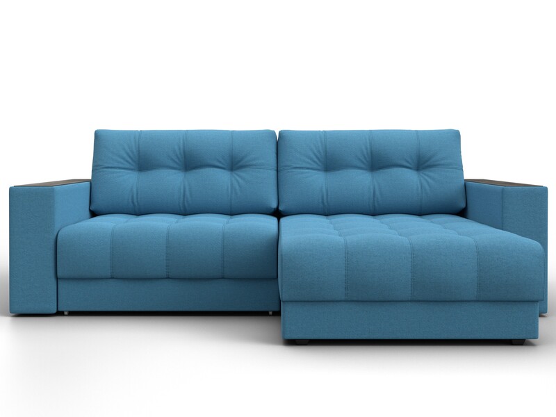 Диван угловой с декором Лига-049 НПБ, Рогожка, Амур 10 голубой