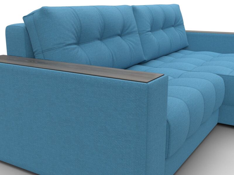 Диван угловой с декором Лига-049 НПБ, Рогожка, Амур 10 голубой