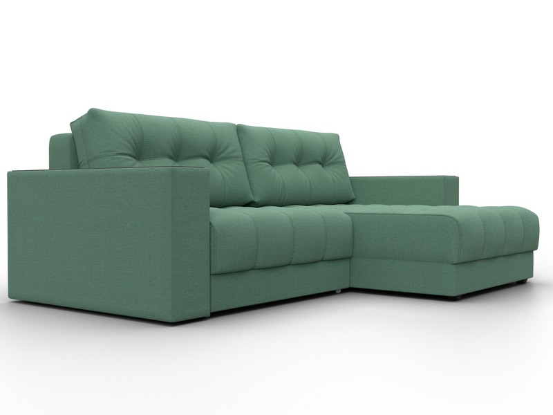 Диван угловой с декором Лига-049 НПБ, Рогожка, Амур 11 зеленый