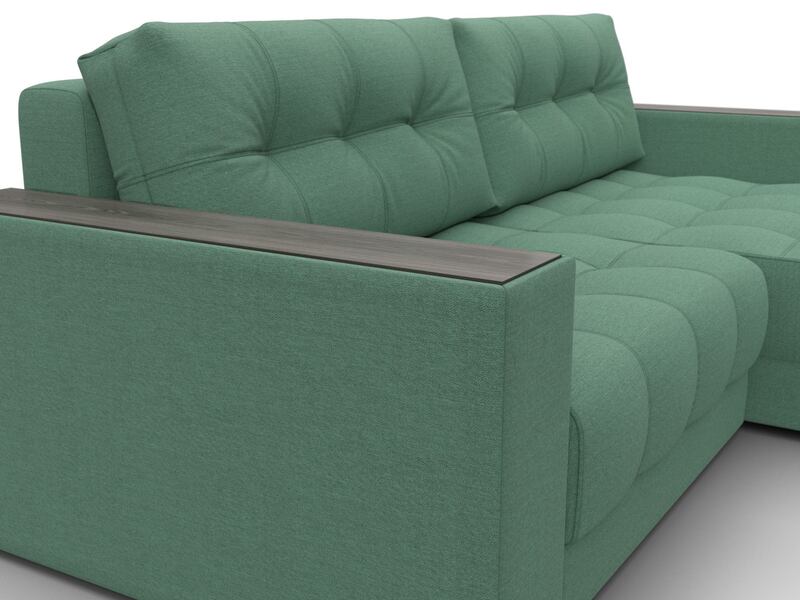 Диван угловой с декором Лига-049 НПБ, Рогожка, Амур 11 зеленый