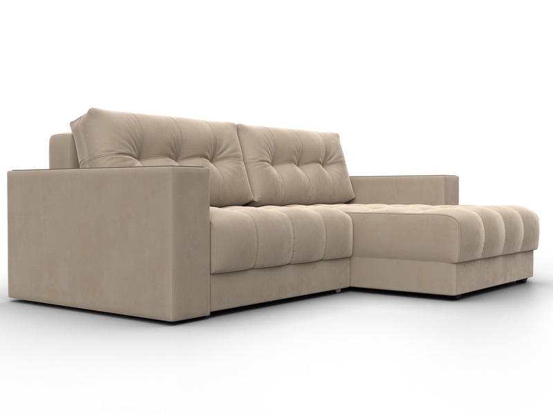 Диван угловой с декором Лига-049 НПБ, Велюр, SEVEN 729 бежевый