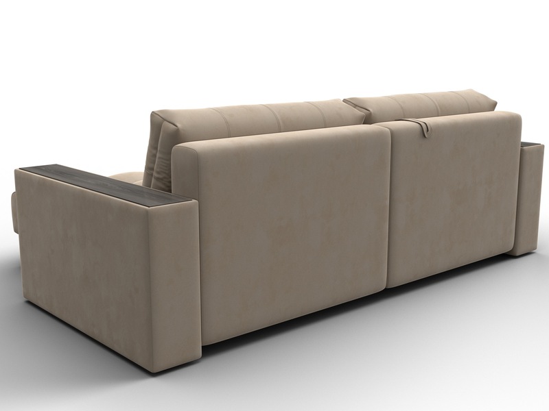 Диван угловой с декором Лига-049 НПБ, Велюр, SEVEN 729 бежевый