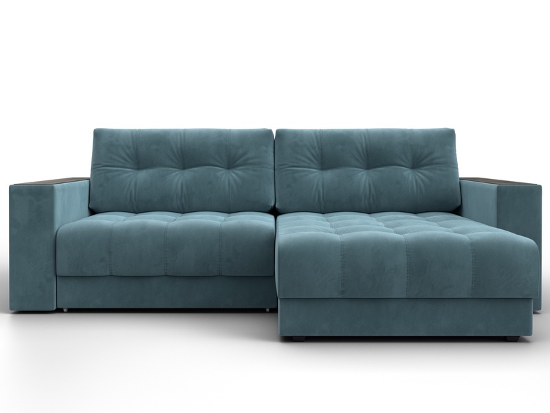 Диван угловой с декором Лига-049 НПБ, Велюр, SEVEN 113 бирюзовый