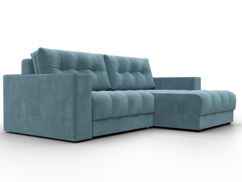 Диван угловой с декором Лига-049 НПБ, Велюр, SEVEN 113 бирюзовый