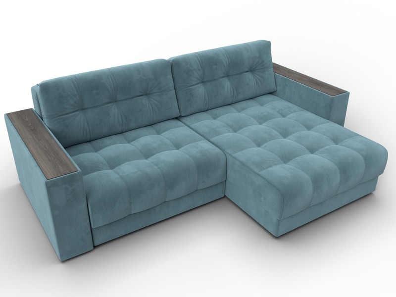 Диван угловой с декором Лига-049 НПБ, Велюр, SEVEN 113 бирюзовый
