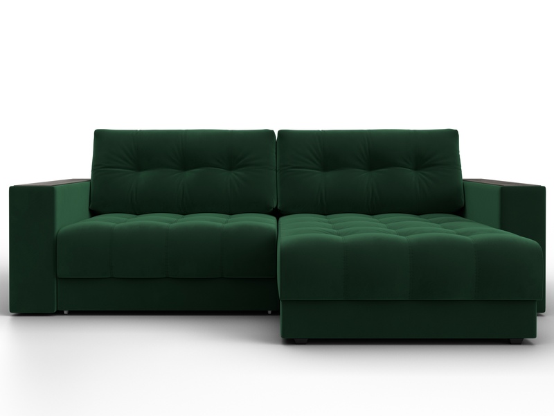 Диван угловой с декором Лига-049 НПБ, Велюр, SEVEN 626 зеленый
