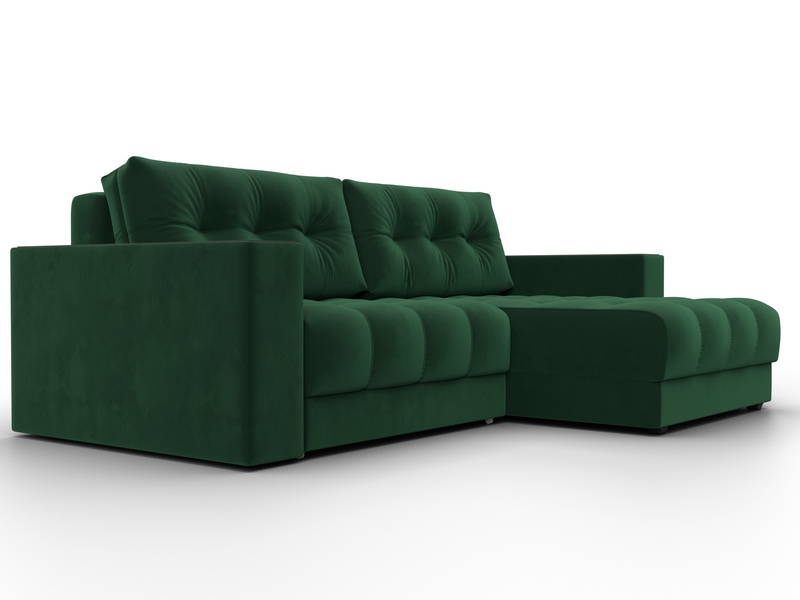 Диван угловой с декором Лига-049 НПБ, Велюр, SEVEN 626 зеленый