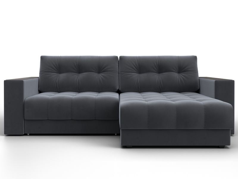 Диван угловой с декором Лига-049 НПБ, Велюр, SEVEN 17 серый