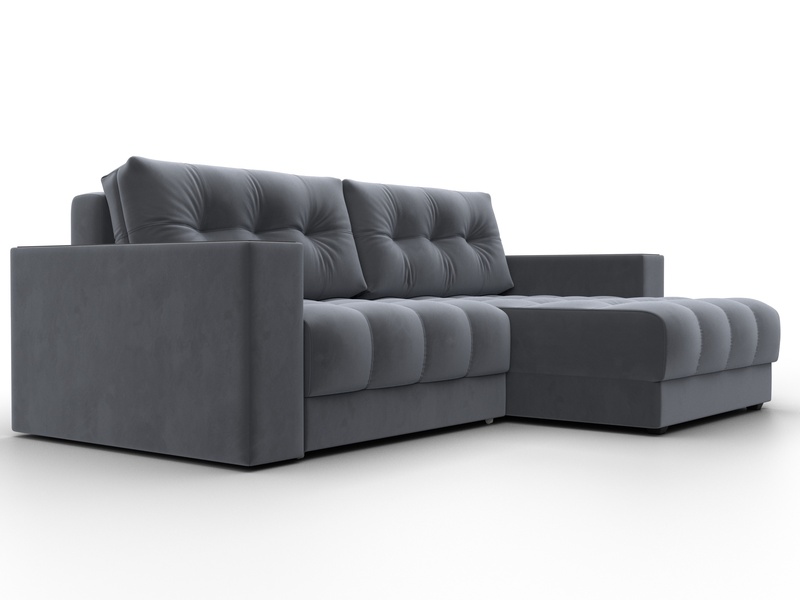 Диван угловой с декором Лига-049 НПБ, Велюр, SEVEN 17 серый