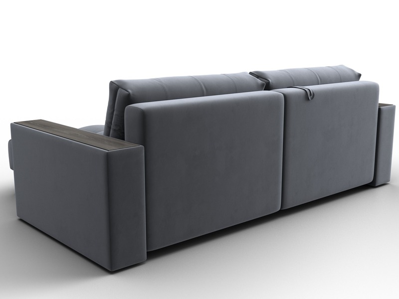 Диван угловой с декором Лига-049 НПБ, Велюр, SEVEN 17 серый