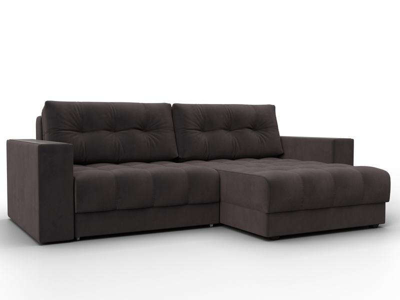 Диван угловой с декором Лига-049 НПБ, Велюр, SEVEN 727 коричневый